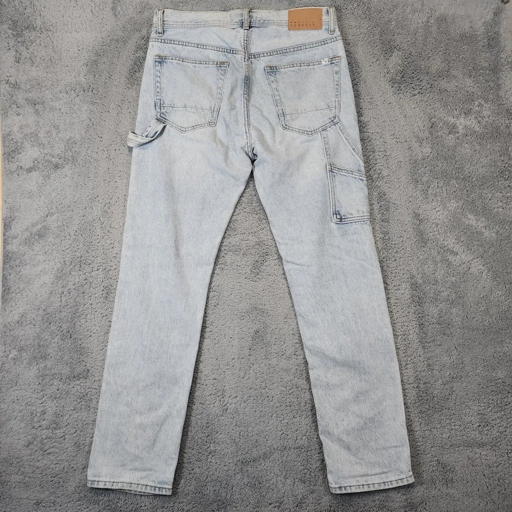 PacSun Double Knee Jeans Mens 31x32 Blue Light Wash Vintage Loose Carpenter